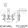 Cifial 3 Hole Deck Bath Mixer Lever Tap Dimensions